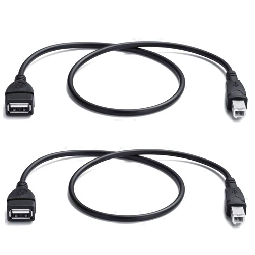 YOUOWO 2 Pack USB 2.0 Cable A Female to USB B Male Cable for Printer Extender Connection Cables USB_A/F-USB_B/M Adapter (USB_A-USB_B Cables Black)