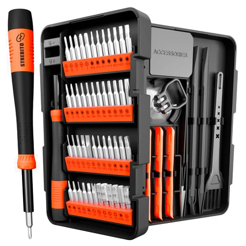 STREBITO Precision Screwdriver Set 64 in 1 Small Screwdriver Set with Torx, Triwing, Pentalobe Star, Mini Repair Tool Kit for Computer, PC, Laptop, Phone, PS5, XBOX, Switch, Eyeglasses, Electronic