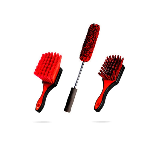 Adam's Polishes Adam's Wheel & Tire Brush Kit (3-Item) - Includes Wheel Brush, Tire Brush & Barrel Brush for Cleaning Rubber, Plastic, Chrome, Metal, Aluminum, Rim & Spoke Surfaces