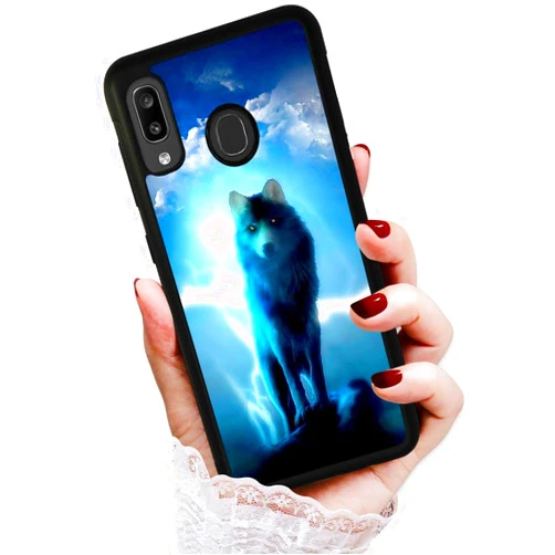 Zymise Aeiniwer Gywinovo for Samsung Galaxy A20, A30, Durable Protective Soft Back Case Phone Cover, HOT12317 Night Wolf Moon