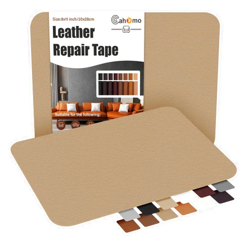 Cahomo Self-Adhesive Leather Repair Patches,8x11 inch Leather Repair Tape for Couches,Vinyl Leather Repair Kit for Furniture,Drivers Car Seats,Handbags,Jackets Dark Beige