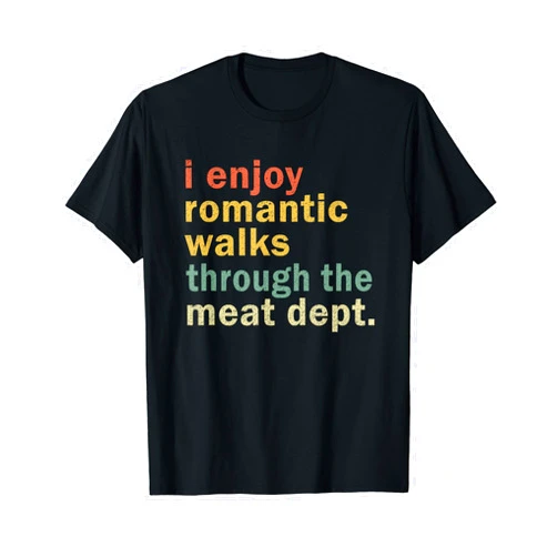 BBQ Grilling Smoker Barbeque Vintage Retro Apparel Funny BBQ Shirt Romantic Walks Meat Dept Meat Smoking Gift T-Shirt