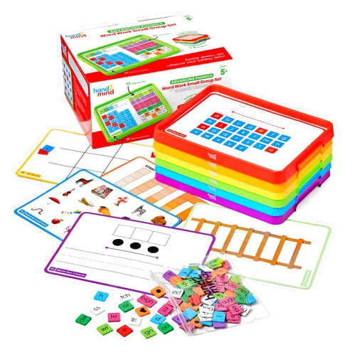 hand2mind Advancing Phonics Word Work Small Group Set, Magnetic Letter Tiles, Magnetic Letter Trays, Kindergarten Phonics Manipulatives, Phonemic Awareness, Science of Reading Classroom Materials