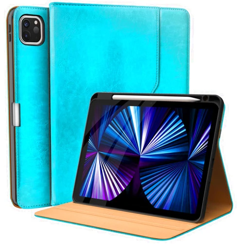 OPAKIT Case for iPad 10.9-Inch Air 5th 4th, iPad Pro 11-Inch 4th/3rd/2nd/1st Gen - Protective Multi-Angle Folio with Pencil Holder, Auto Wake/Sleep, Premium PU Leather Cover - Midnight Green