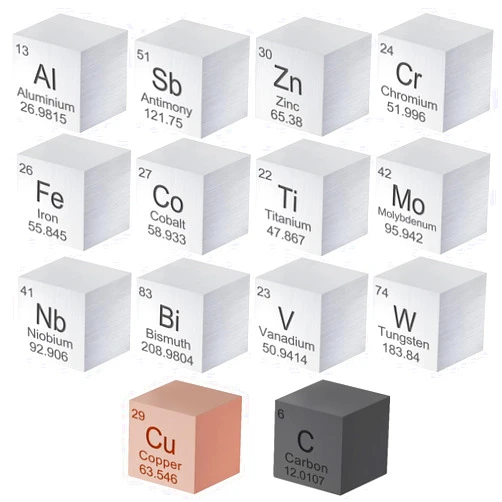 Generic 14 Pieces Element Cubes Set 0.59”Tungsten Cube Metal, Periodic-Table of Elements, Tungsten Molybdenum Titanium Nickel Copper Iron Niobium Cobalt 99.95% Purity, Laser Engraved, for Teaching, Gift, Coll