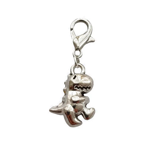 WYGUYO 2Pcs Dinosaur Charm, Pendant Clip, Purse Zip, Boho Metal Dinosaur Beads for Diy Jewelry