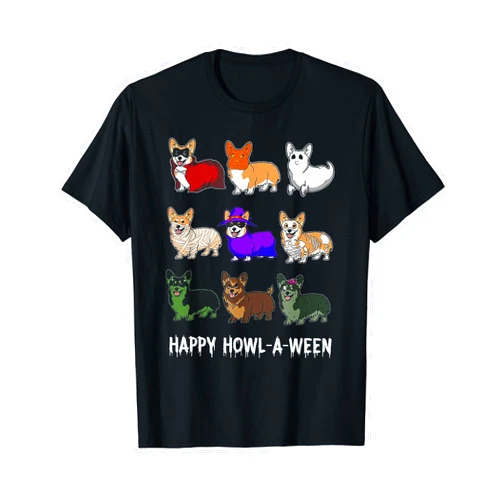 FUnny Corgi Dog halloween gift tee Funny Corgi Dog Halloween Happy Howl-o-ween T-Shirt