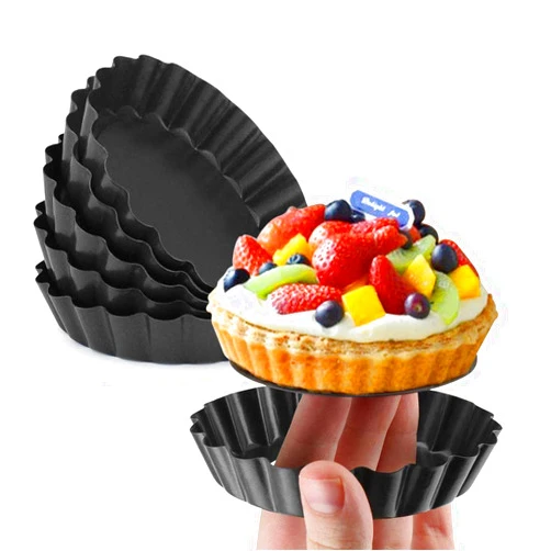 Gutsdoor Mini Tart Pan 4 Inch with Removable Bottom Quiche Pan Nonstick Round Quiche Pie Pan Set of 6
