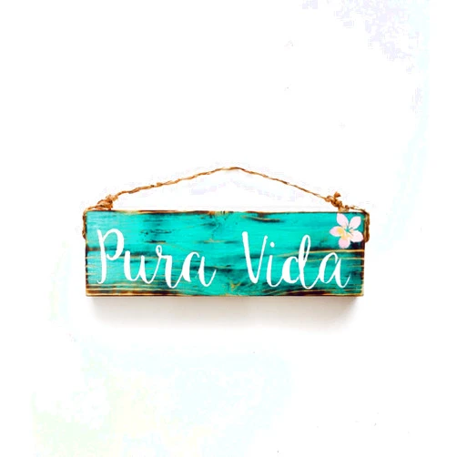 Ruskin352 Fprqlyze Pura Vida Costa Rica Gift Dorm Room Decor Pura Vida Sign Travel sign Sea Gypsy California Wholesale Beach Signs Wood Signs