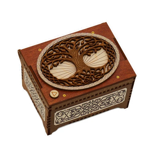Davidson Workshop Celtic Tree of Life Custom Music Box, Plays Any Song, Custom Photo Print and Text Inside