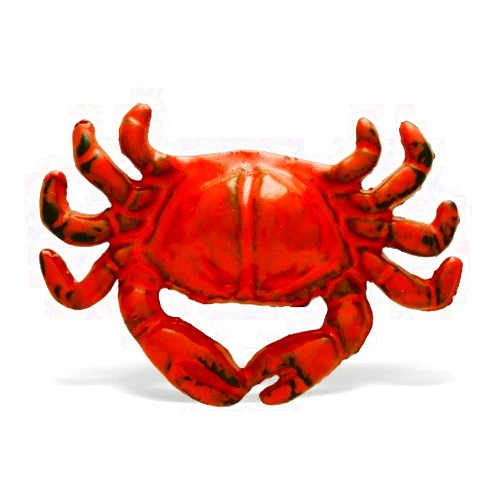 MarktSq Set of Four Crab Shaped Cabinet Knob in Distressed Orange Finish