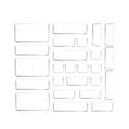 Sodynee Clear Plastic Drawer Organizer Storage - 25Pcs 4 Size Desk Bathroom Kitchen Organizers and Accessories Office Organization, Vanity Stackable Drawers Bins Trays Containers Dividers Makeup Sets