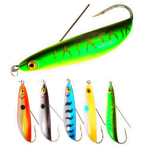 AMHDV Lures Fishing Spoon Weedless Minnow Hard Bait Rattling Saltwater Freshwater Baits (Pack of 5)