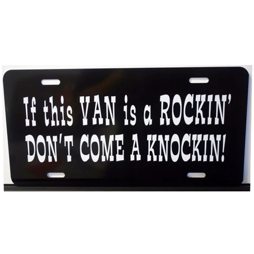 Motown Automotive Design IF THIS VAN IS A ROCKIN DON'T COME A KNOCKIN METAL LICENSE PLATE 6X12 TAG CUSTOM OLD SCHOOL VINTAGE SIDE PIPES GARAGE SHOP BAR MAN CAVE FITS FORD CHEVY DODGE VW 1970 70'S WALL ART GIFT