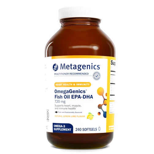 Metagenics OmegaGenics EPA-DHA 720mg - Daily Omega 3 Fish Oil Supplement to Support Cardiovascular, Musculoskeletal and Immune System Health - 240 Softgels