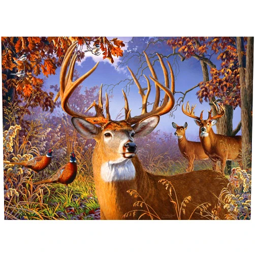 Cobble Hill Puzzle Company Ltd. Cobble Hill 500 Piece Puzzle - Deer and Pheasant - Sample Poster Included