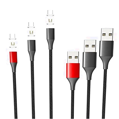 N. NETDOT Magnetic Charging Cable, Gen10 Nylon Braided 2-in-1Magnetic Phone Charger Compatible with USB-C and Micro-USB Devices (3 Pack,1ft/3.3ft/5ft)