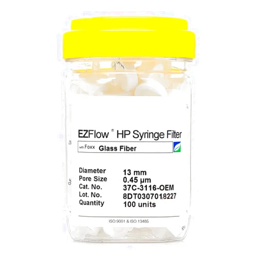 Foxx Life Sciences 37C-3116-OEM Glass Fiber EZFlow Syringe Filter, 13 mm Diameter, .45 µm Pore Size (Pack of 100)