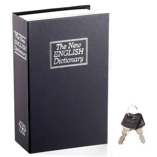 Jssmst Book Safe with Key Lock – Jssmst Home Dictionary Diversion Safe Lock Box Safe Metal Box, Black Large, SM-BS004BL