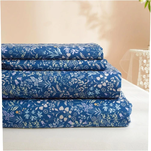 HighBuy Farmhouse Flowers Bed Sheets Full - Blue Floral Sheets Cooling Full Sheet Set 3 Piece,Garden Floral Sheets Set Luxury Soft Sheets for Twin Size Bed,Comfy Breathable Bed Sheet Set Full
