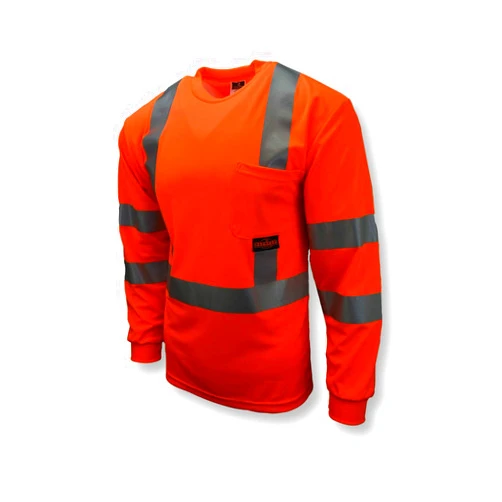 Radians ST21-3POS-L Class 3 Max-Dri Moisture Wicking Mesh Long Sleeve Safety T-Shirt, Large, Orange