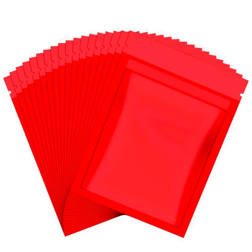 Blulu 100 Pieces Resealable Smell Foil Proof Bag Foil Pouch Flat Bag for Party Favor Food Storage(3 x 4 Inch,Red)