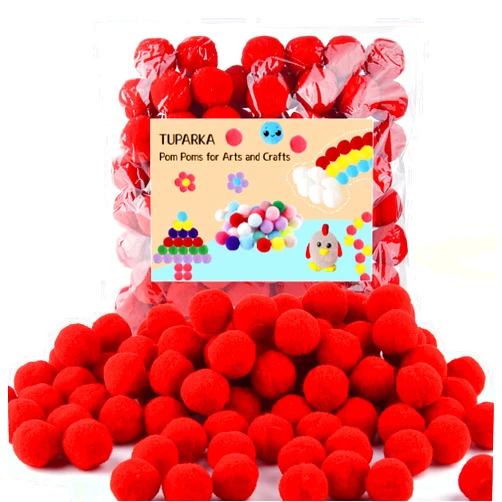 TUPARKA 100 Pcs Red Pom Poms 1 Inch Craft Pompoms Balls for Art Crafts DIY Projects