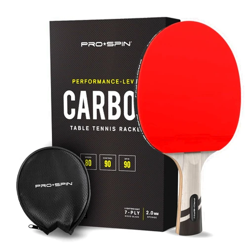 PRO SPIN Carbon Ping Pong Paddles - Premium Table Tennis Rackets with Carbon Fiber | Professional-Level 7-Ply Blade, Premium Rubber, 2.0mm Sponge | Includes Rubber Protector Case