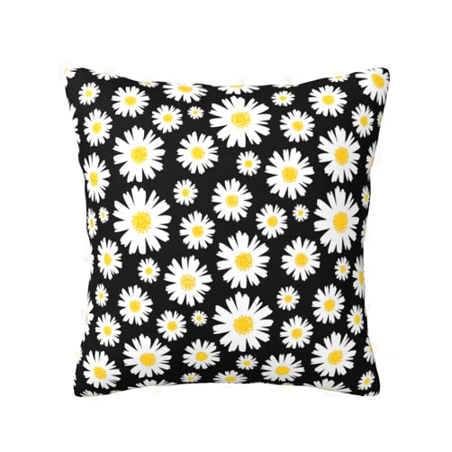 Jgzhyy Daisy Floral Pattern Decorative Throw Pillow Covers Super Soft Pillowcase for Living Room Bedroom Car Sofa Couch Cushion Cover 18x18in