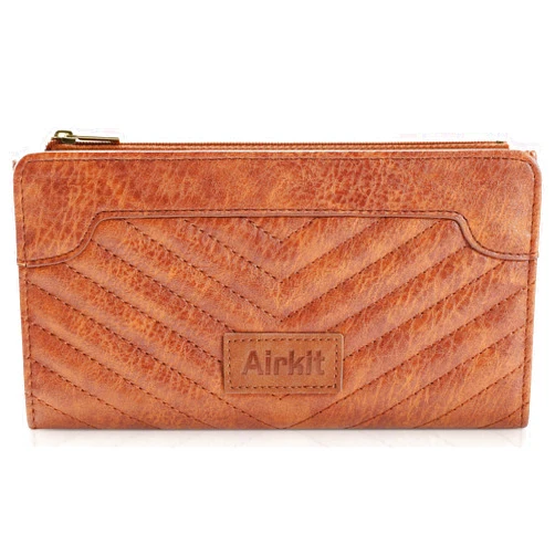 Airkit Wallets for Women Bifold Credit Card Holder, Rfid Blocking, ID Window, Western Leather Slim Wallet with Zipper Coin Pocket for Ladies, Brown