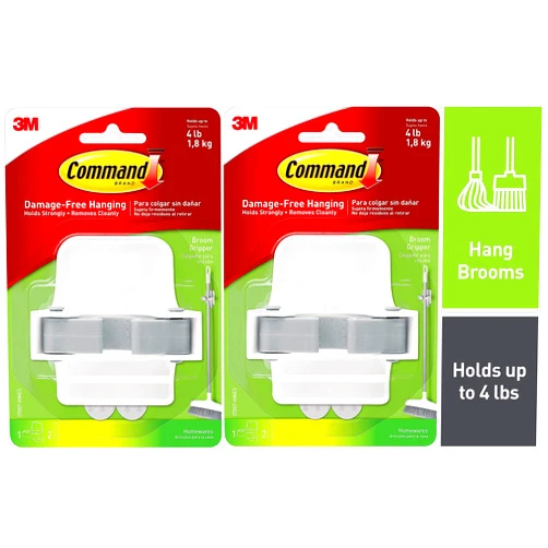 Command Broom Gripper Hook, White