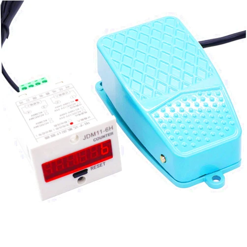 Twidec/250V 10A Foot Switch Momentary SPDT NO NC Heavy Duty Power Pedal Switch with 2M Cable + 6 Digits 0-999999 Electronic Accumulation Counter 100V-240VAC LED Auto Display Digital Counter