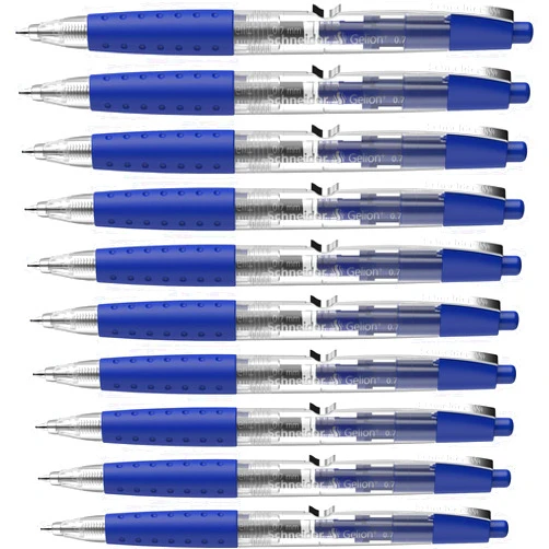 Schneider Gelion+ Gel Pen, Refillable and Retractable, Gel Ink, 0.7 mm, Transparent Barrel, Blue Ink, Box of 10 Pens (101003)