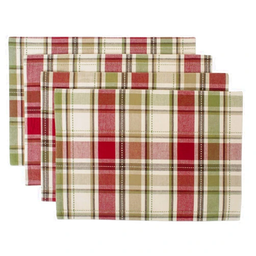 DII Fall & Thanksgiving Dining Table Décor Reusable Cotton Fabric, Placemat Set, 13x19, Rustic Homespun Plaid, 4 Piece