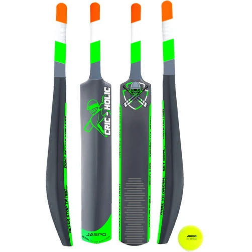 Jaspo CRIC-Holic Senior Plastic Cricket Full Size Bat (34” X 4.5” inch) for All Age Group with Soft Cricket Ball Combo