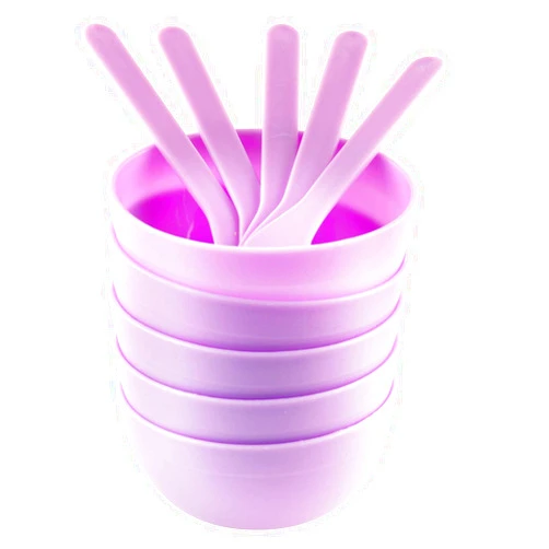 Tegg DIY Slime Making Tools 5PCS Purple PP Plastic Glue Mixing Bowls with 5PCS Glue Mixing Spoons for Funny Craft Making Arts