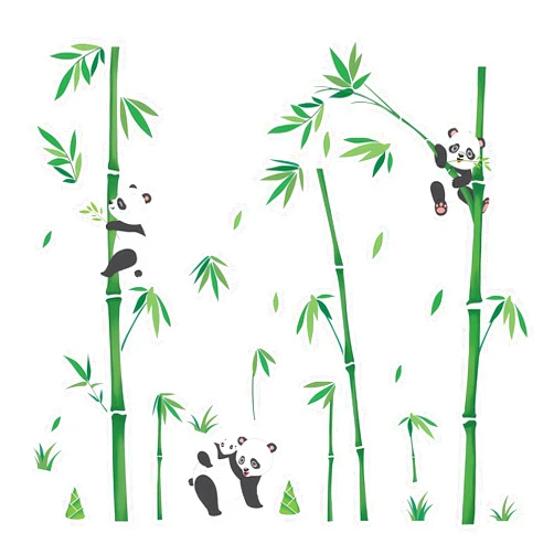 BWCXXZH Panda Decor Wall Stickers Bamboo Wall Art Decals, Green Plants Peel and Stick Wall Murals Bamboo Wall Decoration Decals for Baby Kids Bedroom Nursery Living Room Décor