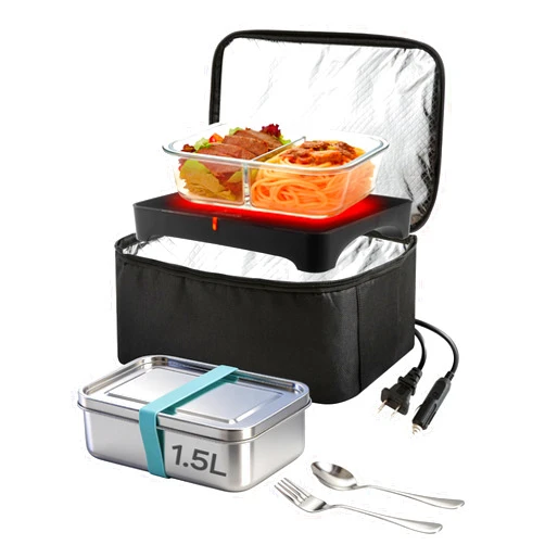 Dosevita Portable Oven, Electric Lunch Box Food Heater - 12V/24V/110V 3-in-1 Car Food Warmer - Mini Personal Microwave Heated Lunch Box Warmer for Car, Truck, Travel, Office & Home (Black)