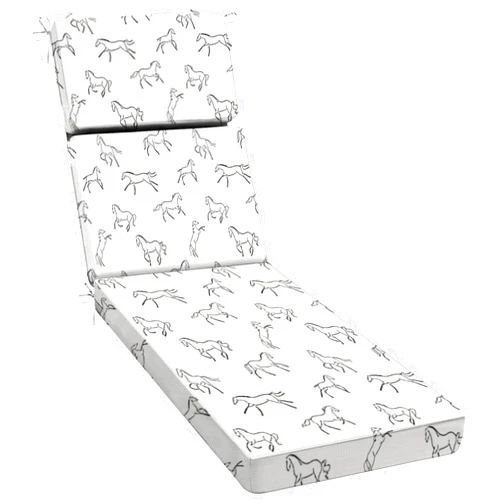 UHMLTCRBOD Chaise Lounge Cushions Outdoor Indoor Furniture Stylized Horse Linart Seamless Pattern Chair Cushion with Ties Waterproof Patio Recliner Chairs Cushions 72.5