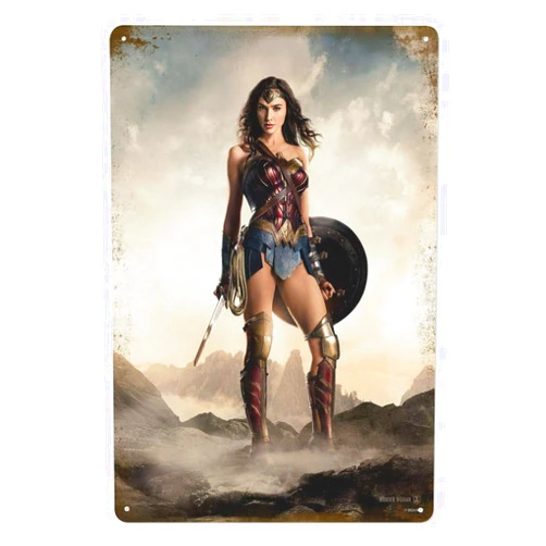 BIUUOP Wonder Woman Metal Tin Sign Poster 8”×12” Painting Sign Funny Wall Vintage Art Decor Retro Plaque For Home Bar Pub Club Cafe Decoration