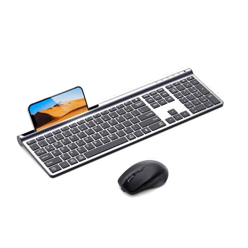 Samsers Wireless Keyboard and Mouse Combo, Samsers Ultra Slim Rechargeable Dual-Mode (Bluetooth 5.0x2 +2.4G) Silent Keyboard and Mouse Set, Multi-Device Full-Size Compact Design for MacOS/iOS/Android/Windows