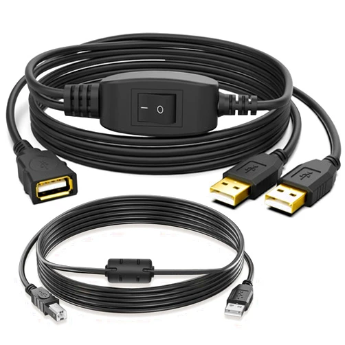 Herfair USB Splitter 1 in 2 Out Switch for Two Computers Connected One Printer USB-B Male to Dual USB Male Adapter Cable for Printer Scanner Fax Machine (5ft, One Side Working at A Time)