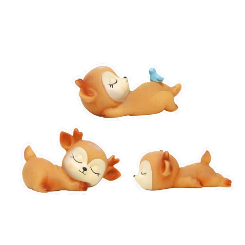 Jauoeoy 3 Pcs Baby Deer Figurines Cake Topper Cute Mini Fawns Woodland Animal Desktop Decoration Baby Shower Birthday Wedding Party Ornaments Decor