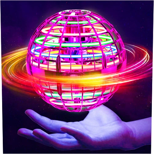 Ivtivfu Flying Ball (Pink) Bring Magic into Reality, Hand Controlled UFO, Magic Flying Orb Ball with Lights, Flying Ball Toy with Endless Tricks for Kids, Adults