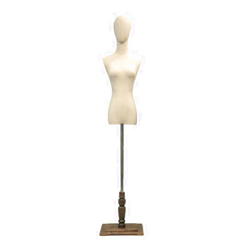 XBSLJ CHAXIA Female Mannequin Torso Body Clothing Store Display Stand Half Body Model, Include Head Solid Wood Arm Square Bottom Seat (Color : A, Size : Small)