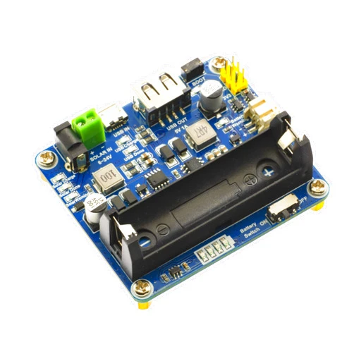 Waveshare Solar Power Management Module for 6V~24V Solar Panel Supports Solar Panel/USB Connection Battery Charging Onboard MPPT Set Switch