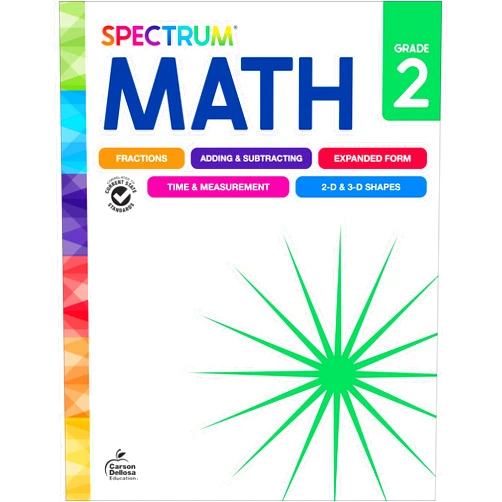 Spectrum,Carson Dellosa Education Spectrum 2nd Grade Math Workbook, Math Workbook Grade 2 Ages 7 to 8, Second Grade Math Workbook Covering Fractions, Time, Addition, Subtraction, and More, Math Classroom & Homeschool Curriculum