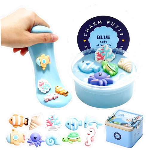 Special Supplies Sensory Therapy Putty for Kids and Adults with Cute Charms, Resistive Hand Exercise Stress Relief Therapy Putty (Sea)