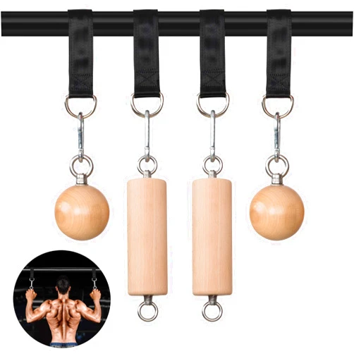 YCHLCHL Wooden Pull Up Grips and Balls, Atomic Rock Climbing Holds Training Set,Grip Strength Trainer,Ninja Warrior Obstacle Course Handles and Rope.Suit(L/XL Ball(L/XL)