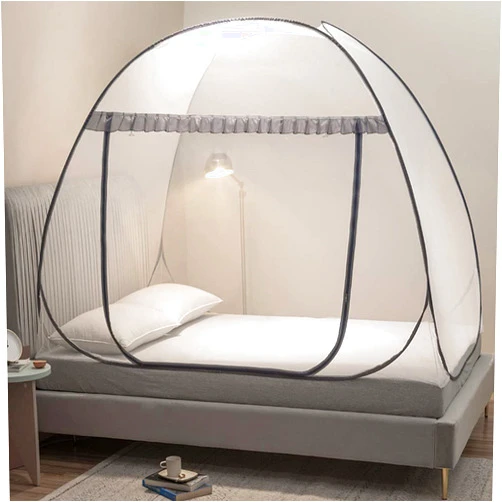 Mengersi Mosquito Net Tent for Bed,Pop-Up Bed Canopy with Net Bottom,Mosquito Netting Bed Tent for Kids Girls Boys,Bed,Suit for Indoor Outdoor (Twin XL,Gray)